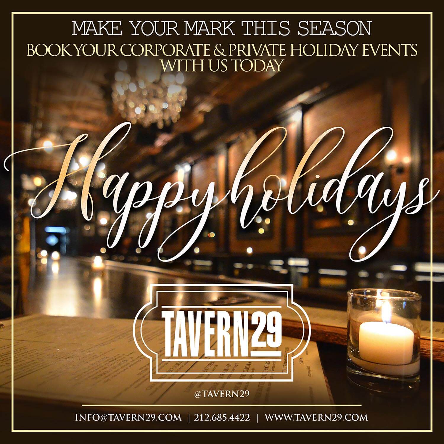 MAKE YOUR MARK THIS SEASON. BOOK YOUR CORPORATE & PRIVATE HOLIDAY EVENTS WITH US TODAY